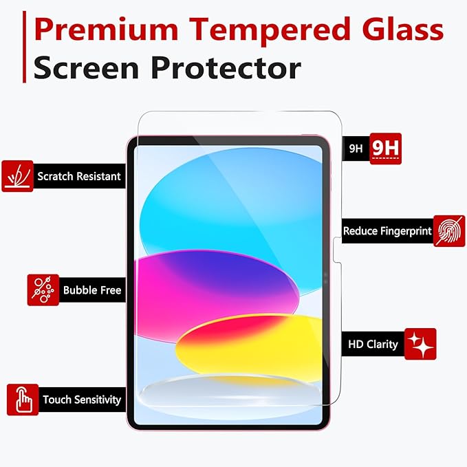 Screen Protector Compatible with iPad 9th/8th/7th 10.2 Inch (2021&2020&2019 Models) Tempered Glass, Ultra Clear, Anti-Scratch