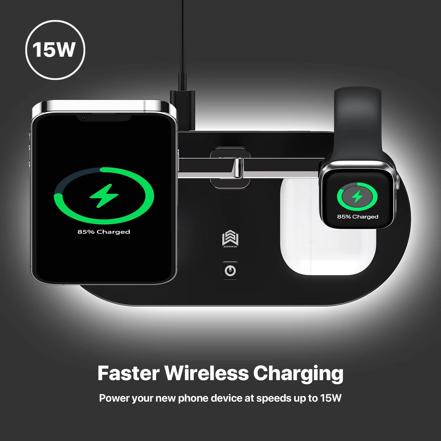 15W desktop magnetic three in one wireless charger