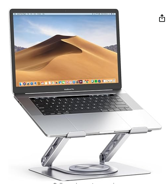 Laptop Stand for Desk Laptop Riser Holder Compatible with MacBook Pro Air Notebook up to 17.3 Inch, Adjustable Computer Stand Ergonomic with 360 Rotating Base