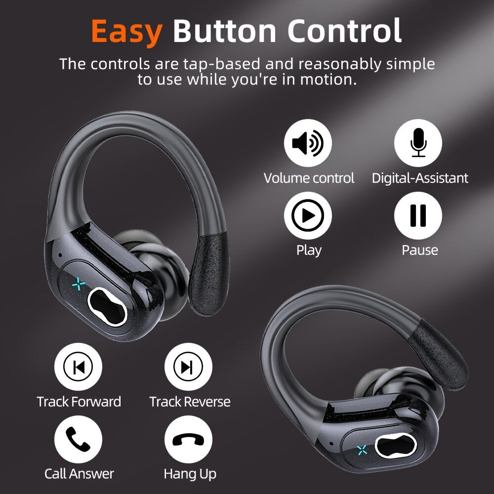 Hanging Earphones 5.4 Bluetooth , Air Conduction Wireless Bluetooth Earphone, Bluetooth BT 5.4 Low Latency, Open Ear Headphones IPX5 Waterproof and Noise Reducing Touch Sports Earphones